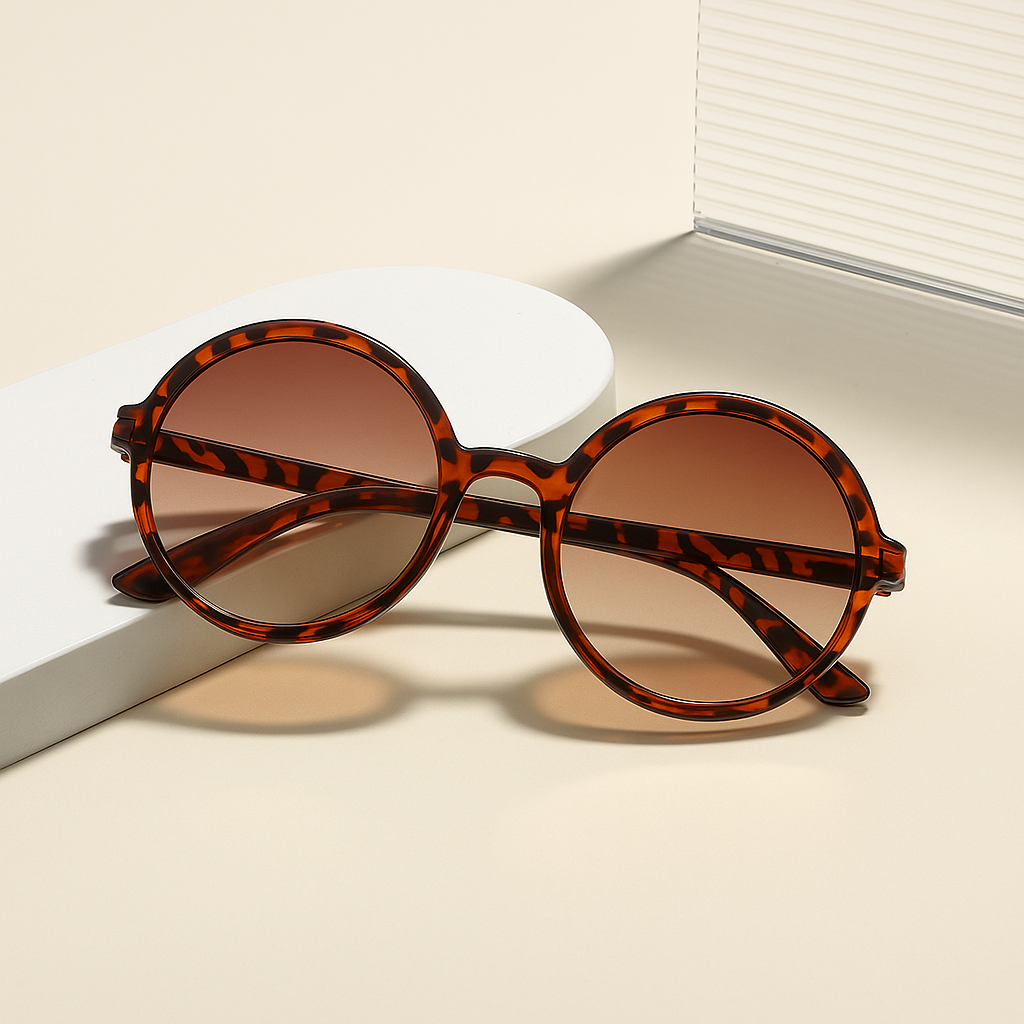 Lunettes Solstice Loop Ronde Vintage Acétate Écaille Tortue Lentilles Dégradées Chaudes Protection UV