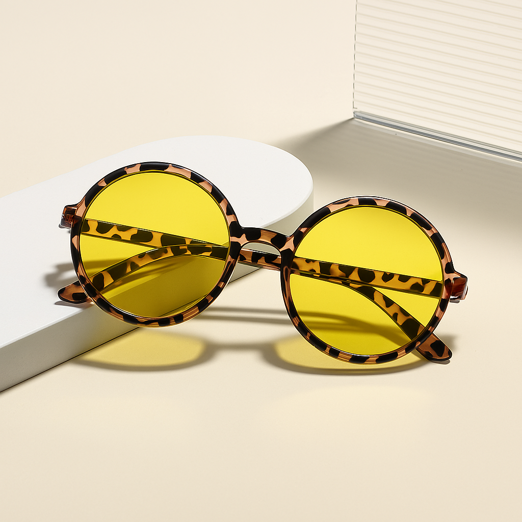 Lunettes Solstice Loop Ronde Vintage Acétate Écaille Tortue Lentilles Dégradées Chaudes Protection UV
