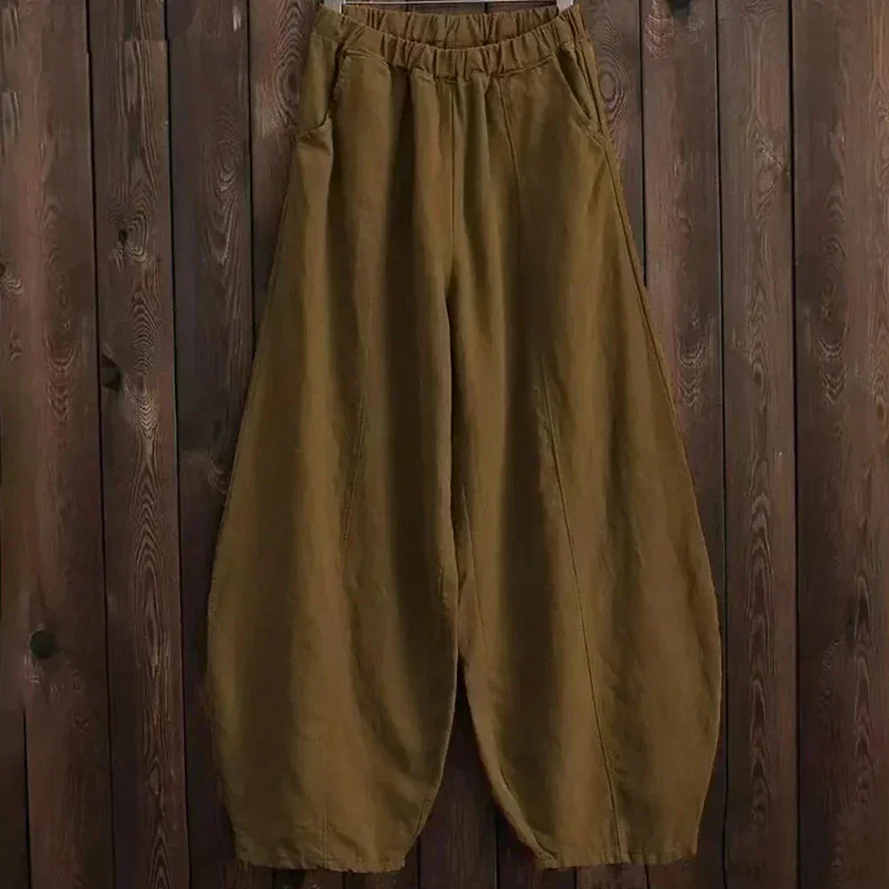 Pantalon Femme À Jambe Large Décontracté Avec Taille Élastique Longueur Pleine Style Décontracté