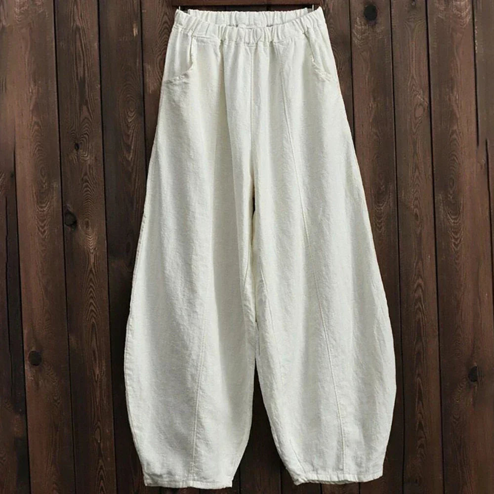 Pantalon Femme À Jambe Large Décontracté Avec Taille Élastique Longueur Pleine Style Décontracté