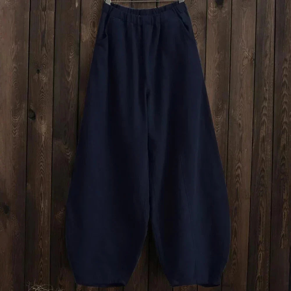 Pantalon Femme À Jambe Large Décontracté Avec Taille Élastique Longueur Pleine Style Décontracté