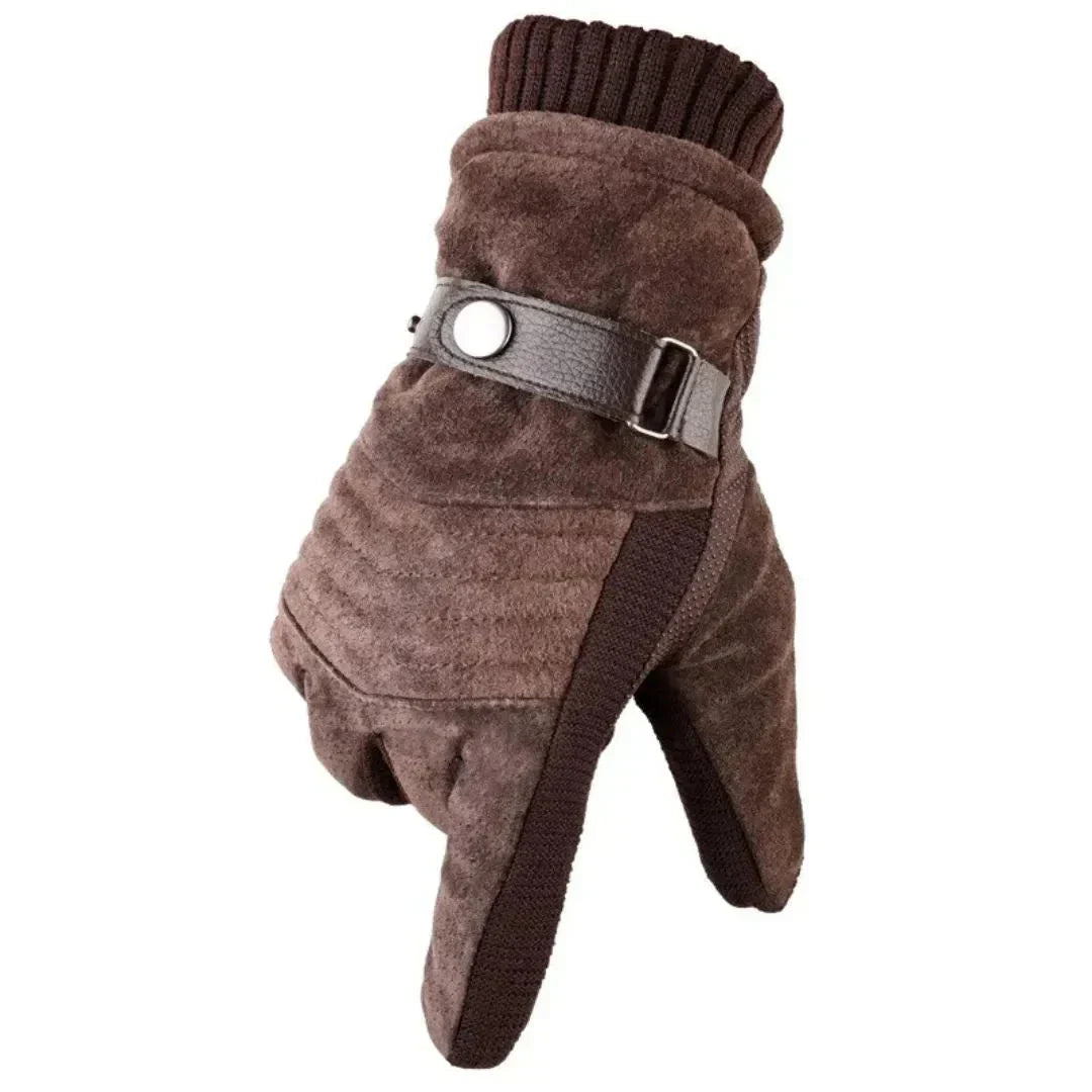 Steven Gants Tactiles Compatibles Écran Tactile Hiver En Suede Avec Doublure En Fourrure Synthétique Et Bracelet En Cuir