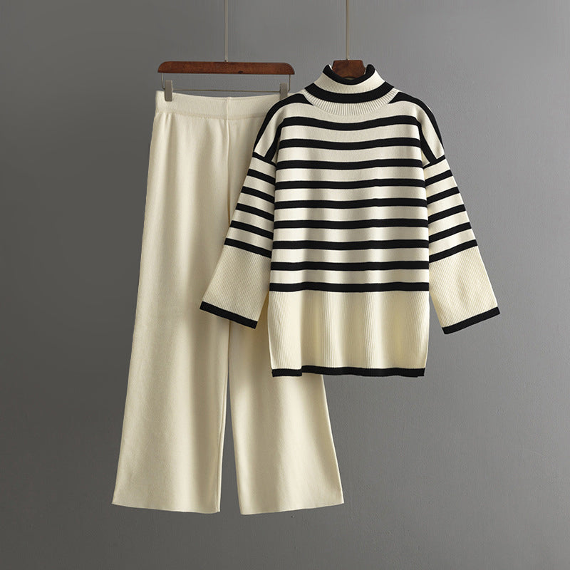 Ensemble Tricot Rayé Pull Et Pantalon Valentina Rossi Look Confort Et Élégance Hivernale