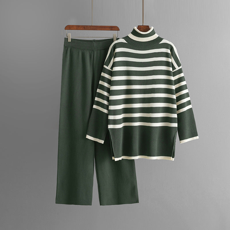 Ensemble Tricot Rayé Pull Et Pantalon Valentina Rossi Look Confort Et Élégance Hivernale
