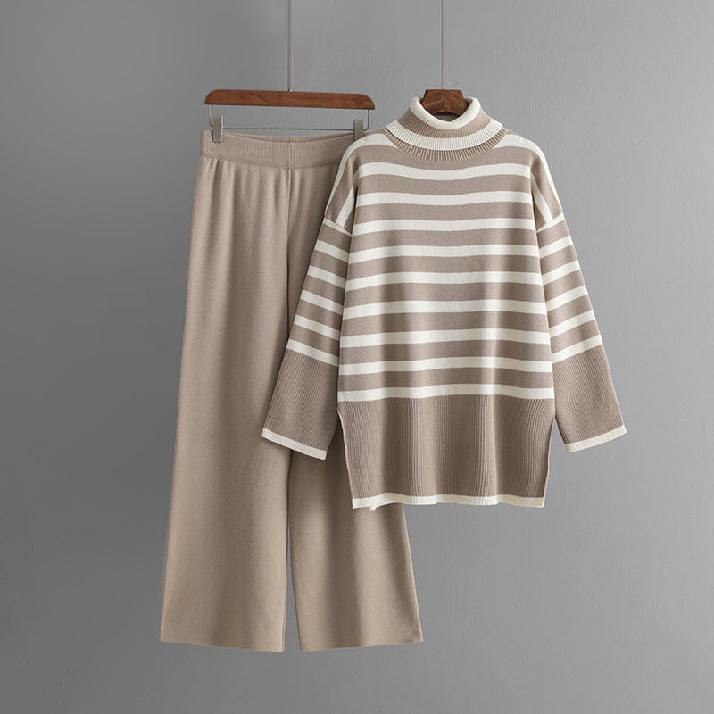 Ensemble Tricot Rayé Pull Et Pantalon Valentina Rossi Look Confort Et Élégance Hivernale