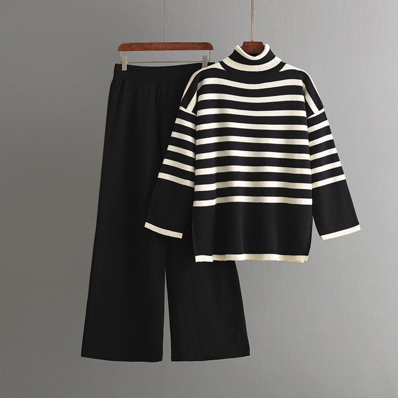 Ensemble Tricot Rayé Pull Et Pantalon Valentina Rossi Look Confort Et Élégance Hivernale