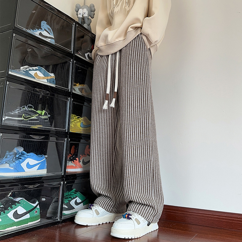 Pantalon StriveLine Motif Chevrons Ultra Ample Avec Taille Élastique Et Cordon De Serrage Ourlets Froncés