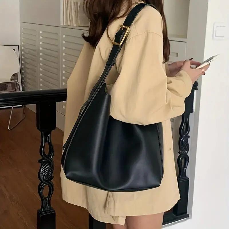 Sac À Épaule Structuré Pour Femmes En Cuir Végan Poli Avec Bretelle Large Réglable Polyvalent Pour Travail Et Loisirs