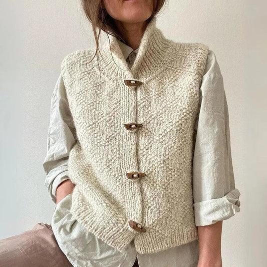Knitted Sleeveless Vest for Women – Vintage Style, Comfortable Fit - Amawinc