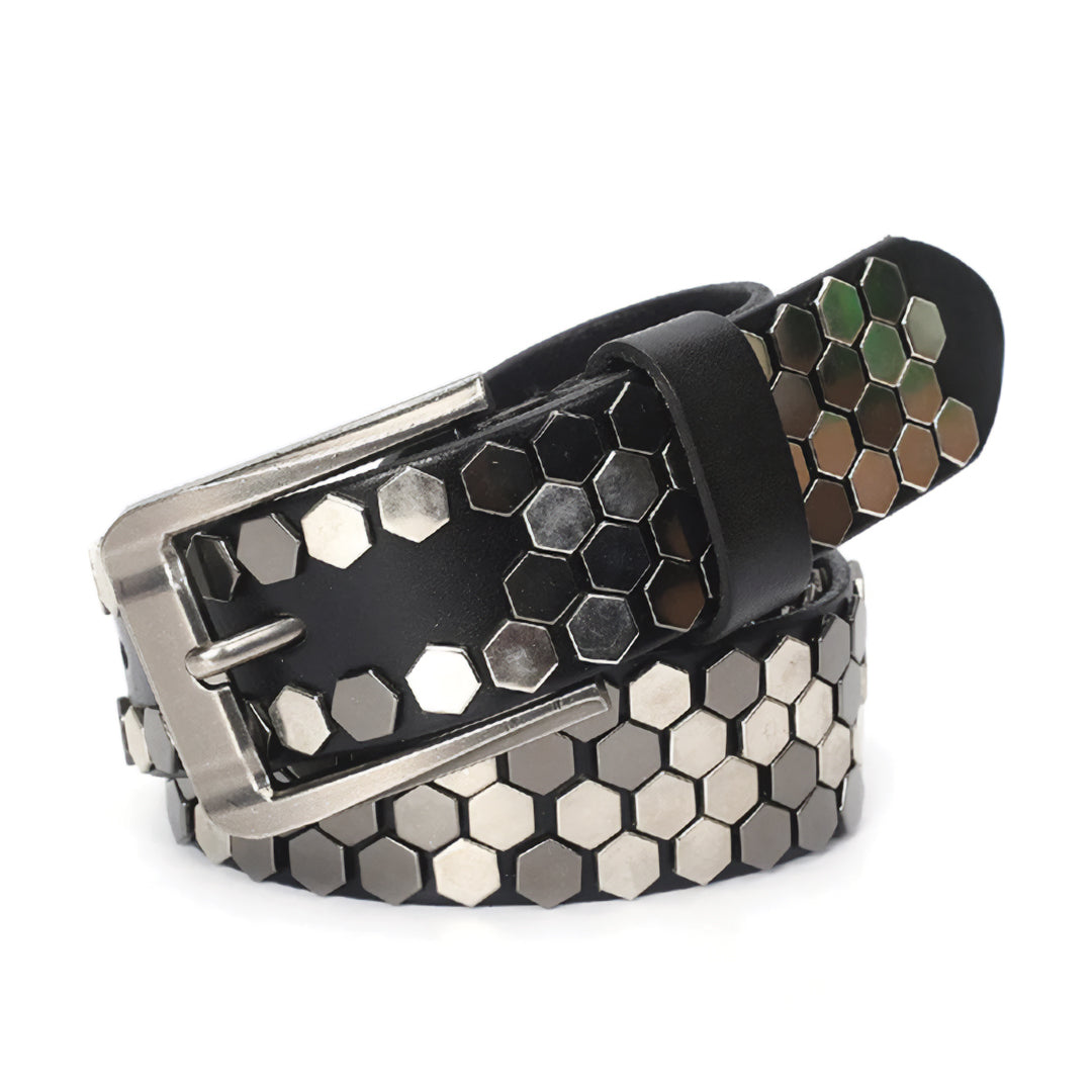 Ceinture En Cuir Cloutée Avec Boucle En Alliage D'Acier Style Punk Authentique 5 Tailles