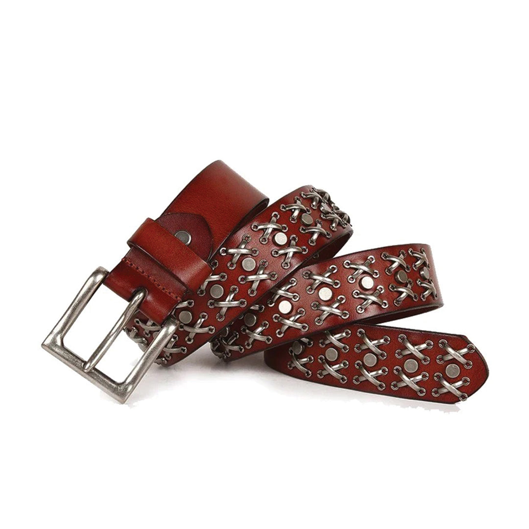 Ceinture En Cuir Desert Range Avec Clous En Acier Et Style Western Contemporain Pour Homme