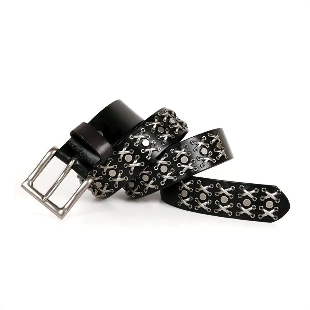 Ceinture En Cuir Desert Range Avec Clous En Acier Et Style Western Contemporain Pour Homme