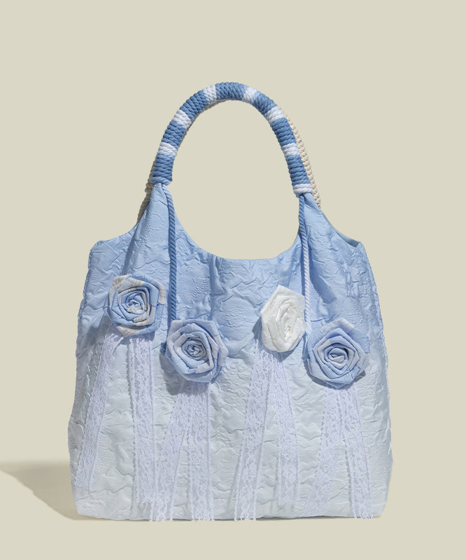 Sacs fourre-tout en coton à motif floral bleu dégradé de style - Amawinc