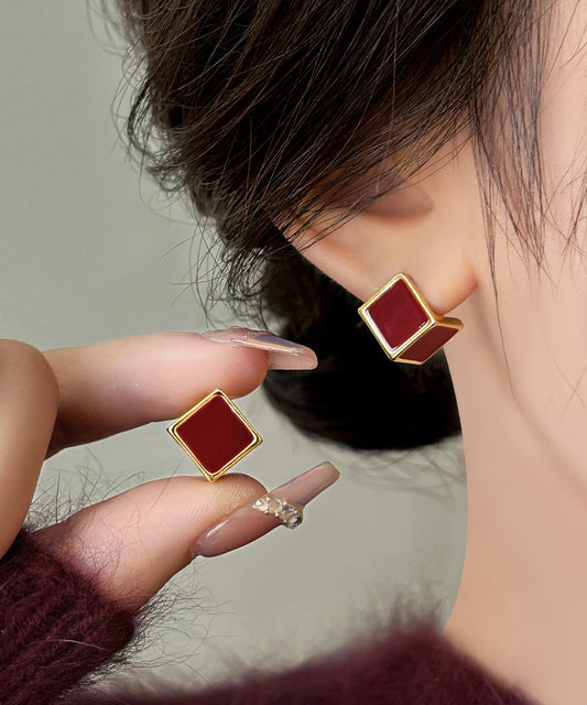 Boucles d'oreilles à tige carrées en cuivre surdoré de style mûrier - Amawinc