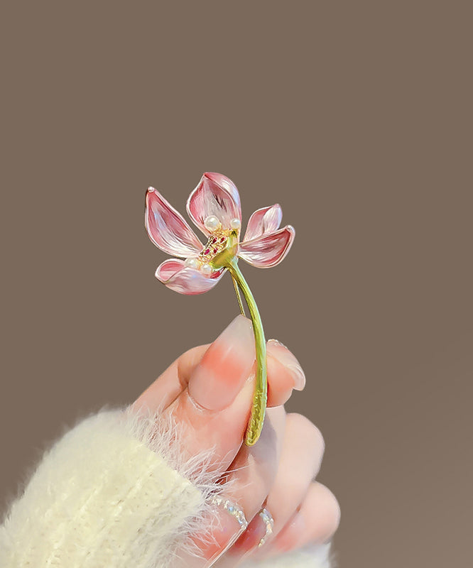 Épingle à cheveux en alliage de cuivre rose en forme de lotus - Amawinc
