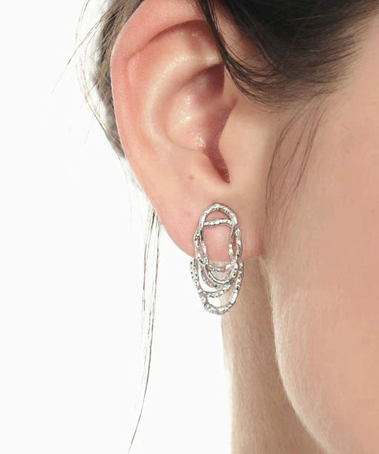 Boucles d'oreilles créoles ajourées en dentelle de soie et cuivre style soie - Amawinc