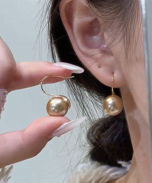 Boucles d'oreilles à tige élégantes en alliage d'acier inoxydable couleur champagne avec perles - Amawinc