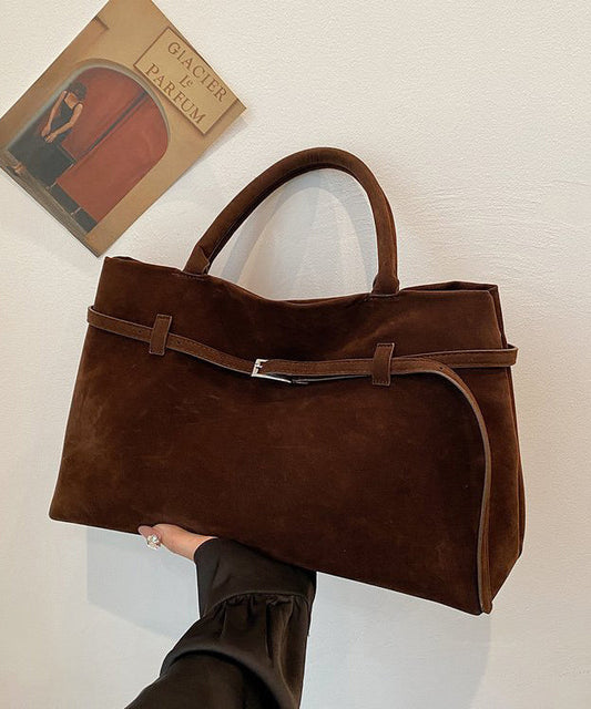 Sac fourre-tout élégant en daim de grande capacité, couleur café - Amawinc