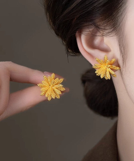 Boucles d'oreilles élégantes en alliage de cuivre doré en forme d'oreille de blé - Amawinc