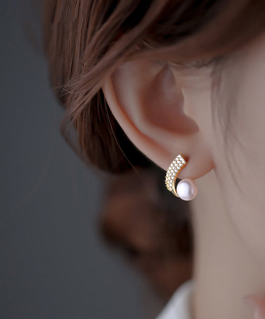 Boucles d'oreilles créoles élégantes en cuivre doré et zircon - Amawinc