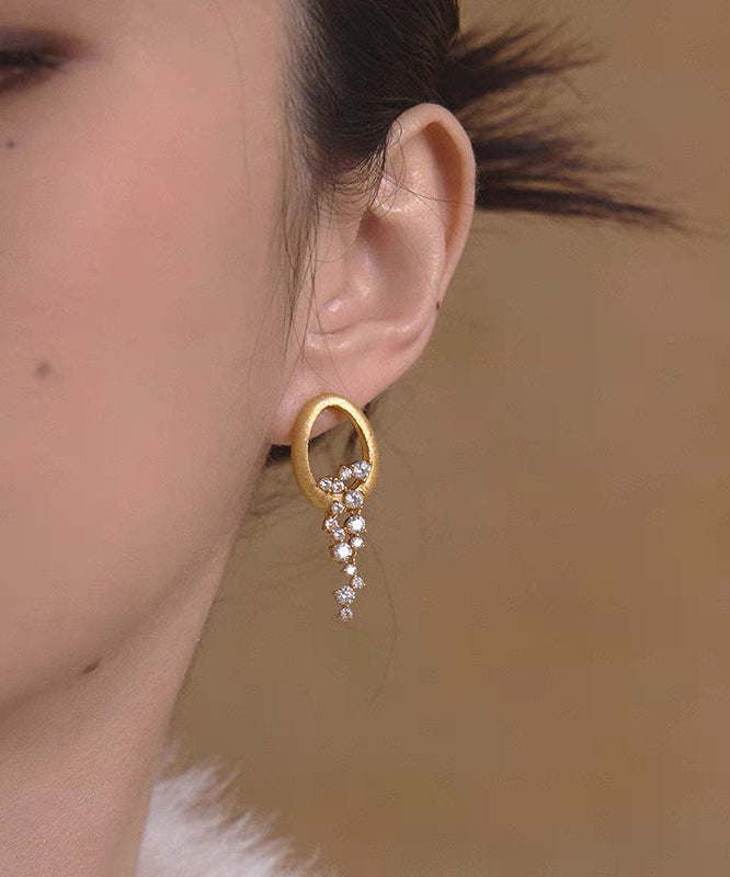 Boucles d'oreilles pendantes élégantes en cuivre doré et zircon - Amawinc