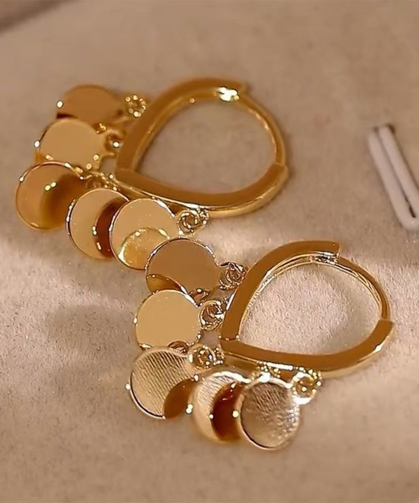 Boucles d'oreilles créoles élégantes à pampilles en métal doré et paillettes - Amawinc