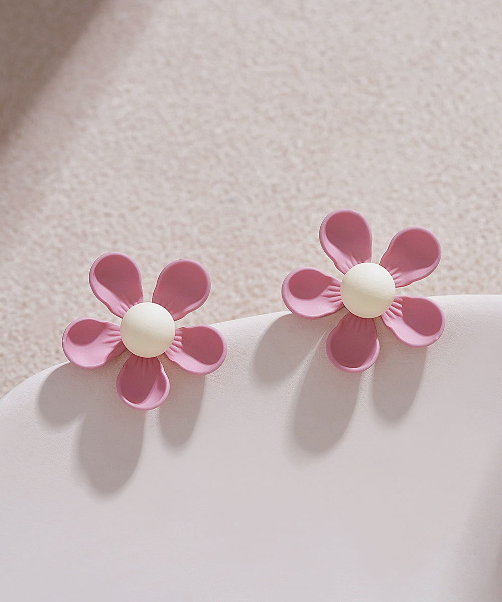 Boucles d'oreilles à tige élégantes en alliage d'argent sterling rose à motif floral - Amawinc