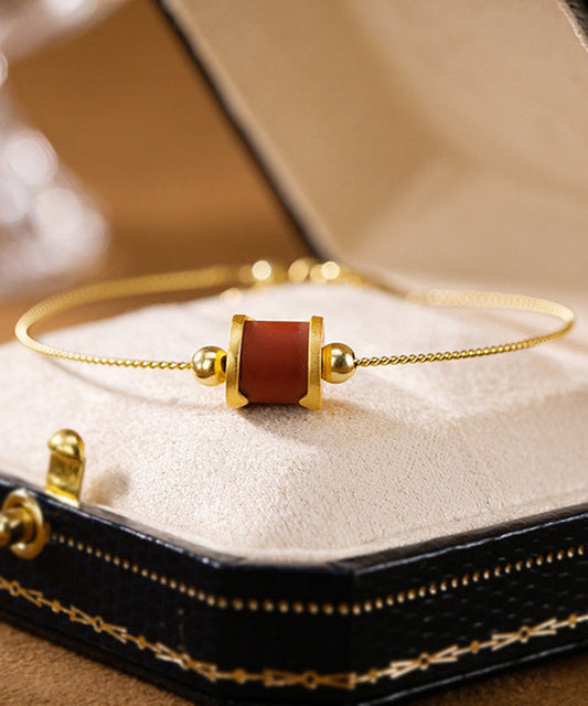 Bracelet élégant en argent sterling et agate rouge surdorée - Amawinc