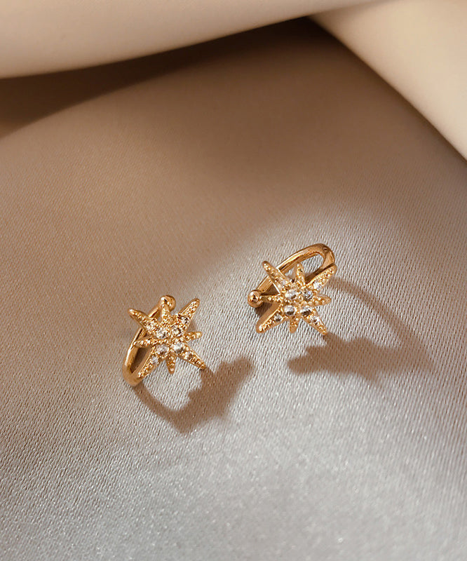 Boucles d'oreilles élégantes à clous en or rose, cuivre et zircon hexagramme - Amawinc