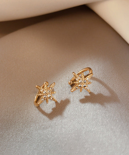 Boucles d'oreilles élégantes à clous en or rose, cuivre et zircon hexagramme - Amawinc