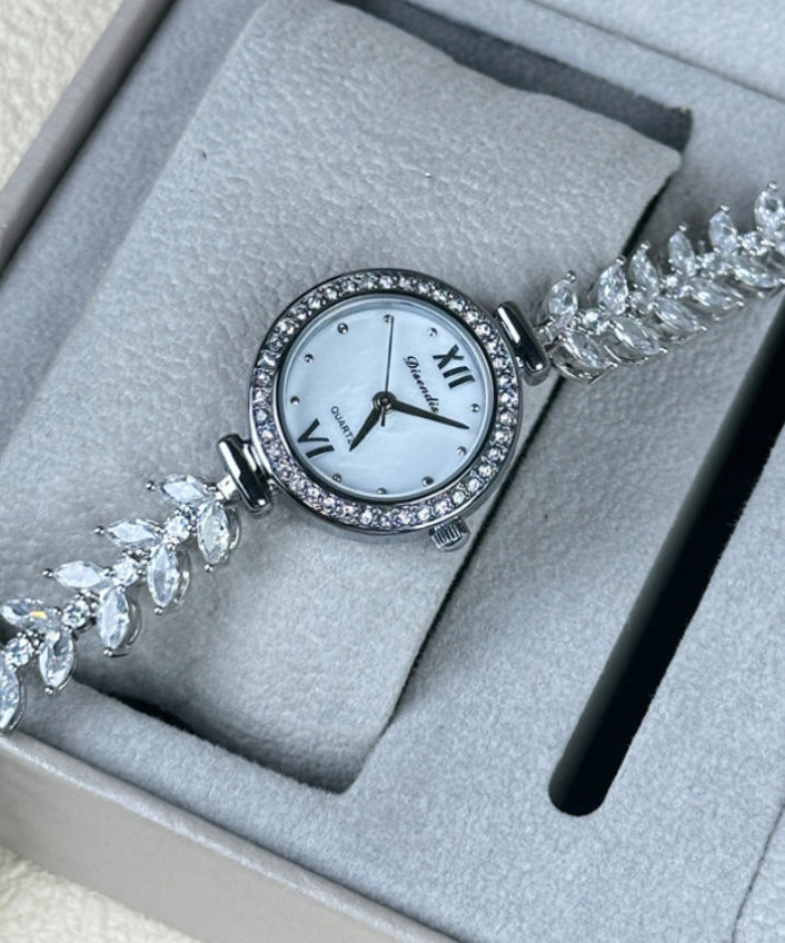Montres élégantes en soie, acier inoxydable, zircon, mouvement à quartz, étanches - Amawinc