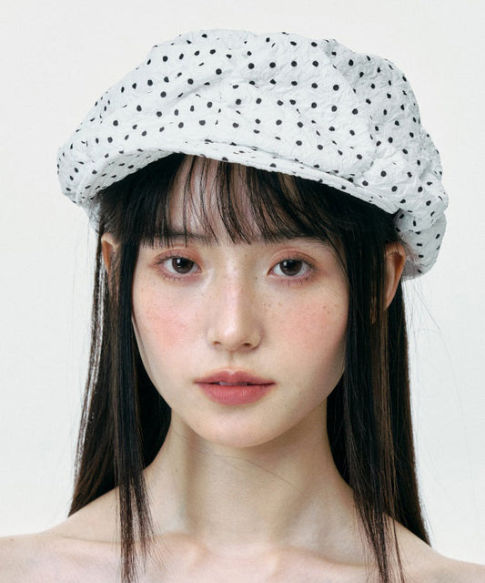 Chapeau breton fin et polyvalent à pois blancs - Amawinc