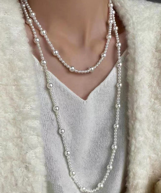 Collier élégant en alliage de perles blanches graduées - Amawinc