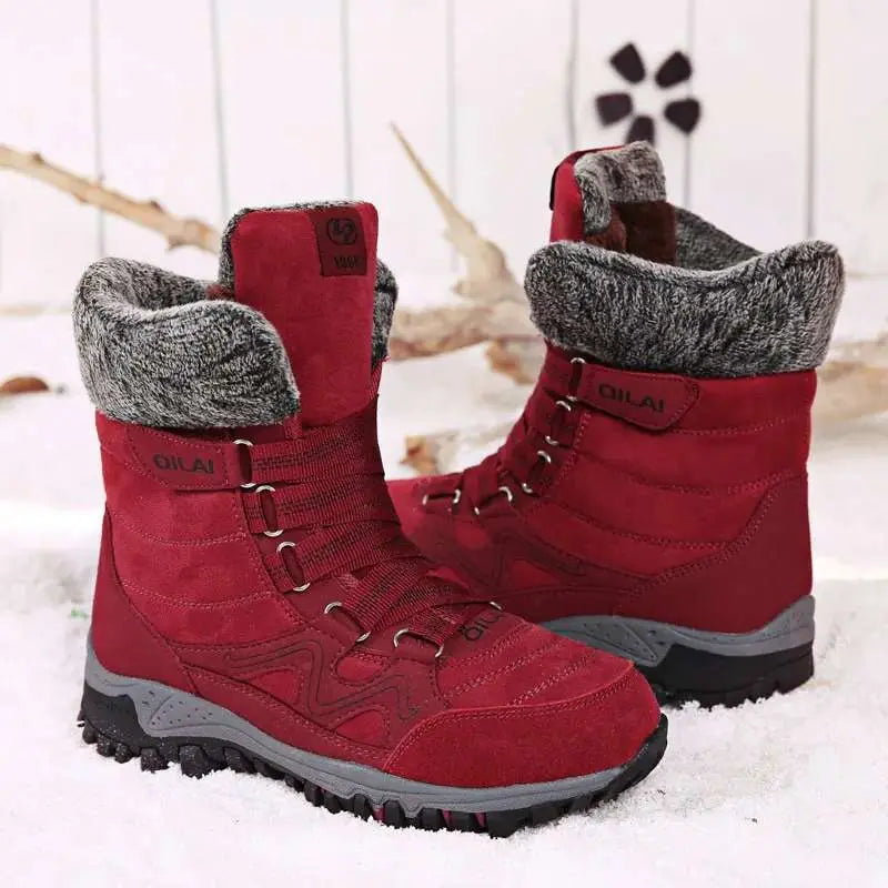 Bottes D'Hiver Pour Femmes En Suède Tige En Cuir De Vache Chaudes Confortables Élégantes