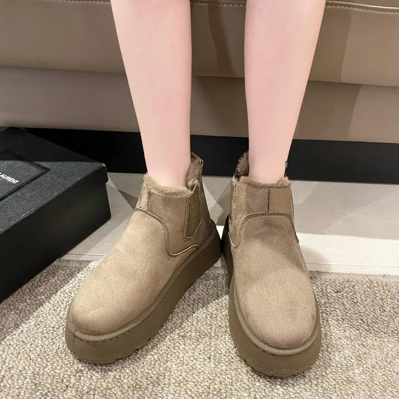 Bottes D'Hiver Pour Femmes Élégantes Chaudes Et Confortables Avec Doublure Douce Luxueuses