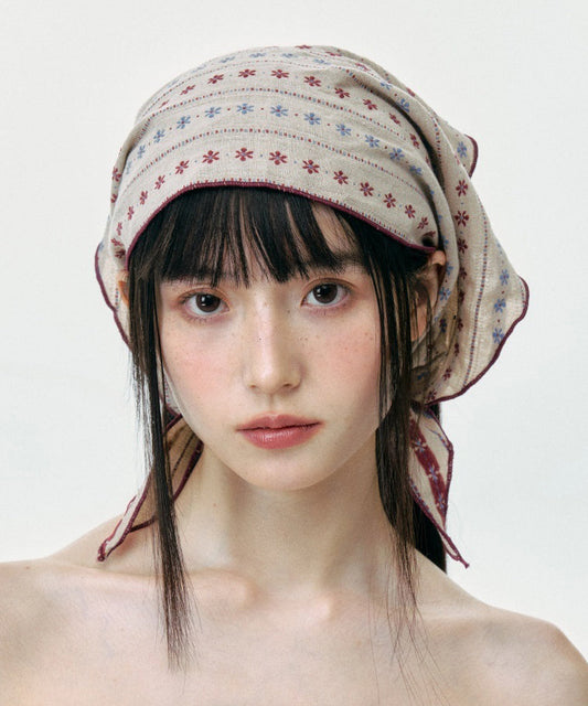 Chapeau foulard triangulaire d'été à imprimé beige coréen - Amawinc