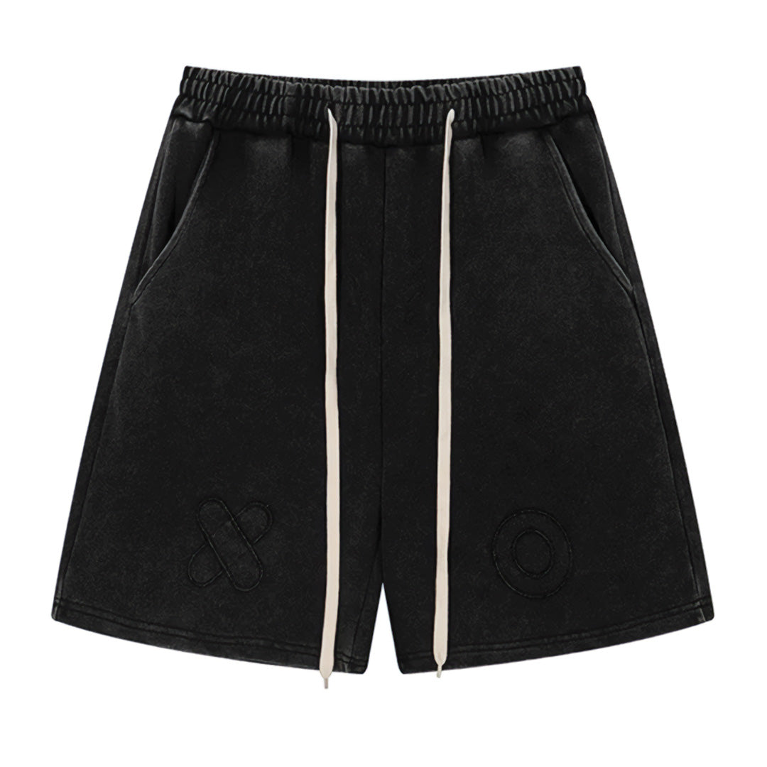 Shorts En Coton X Et O Avec Broderie Sur Genoux Cordon Elastique Taille Haute Coupe Ample