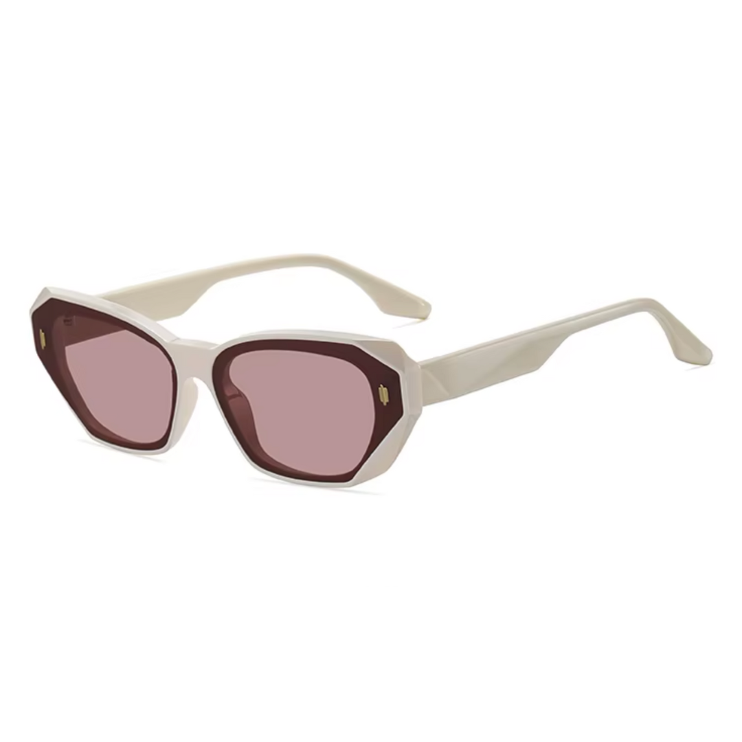 Amawinc Lunettes De Soleil Œil De Chat Verres Polarisés Teinte Thé Protection UV 400 Acétate Brillant