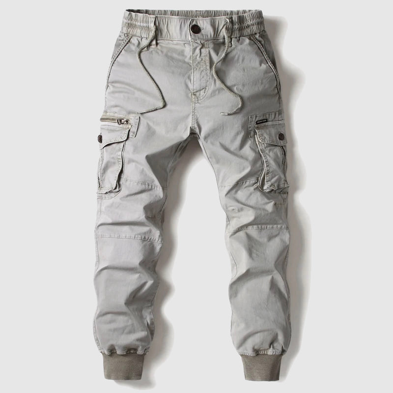 Aaron Pantalon Cargo Jogger Homme Kaki Avec Poches Utilitaires et Coupe Slim Taper pour Quotidien