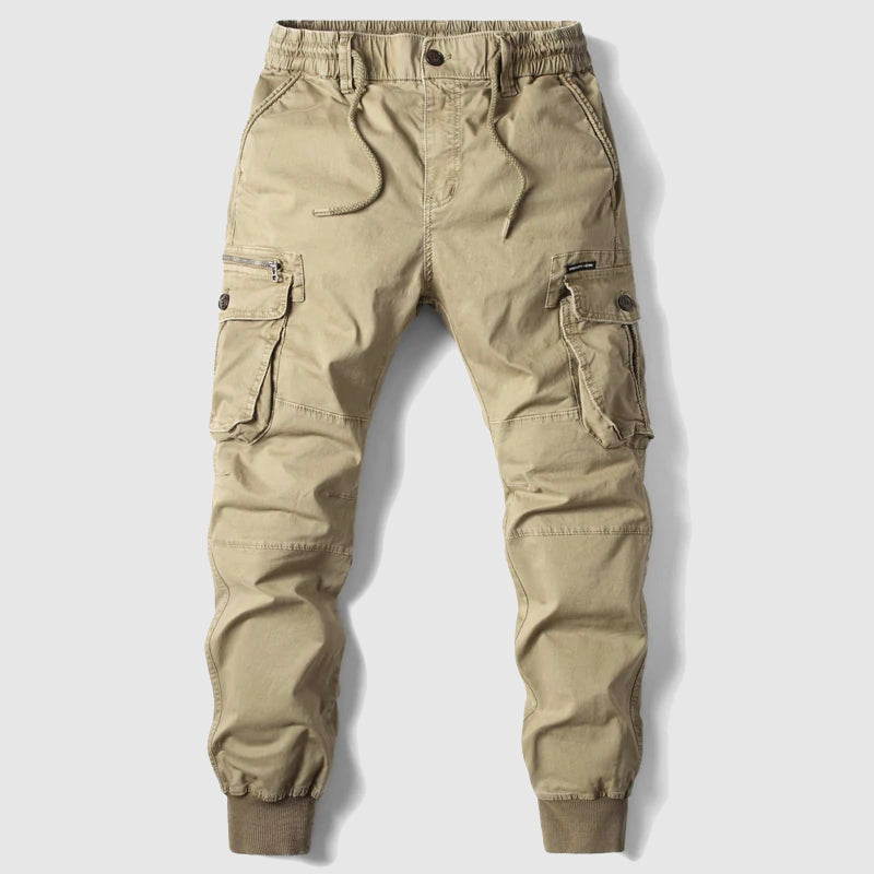 Aaron Pantalon Cargo Jogger Homme Kaki Avec Poches Utilitaires et Coupe Slim Taper pour Quotidien
