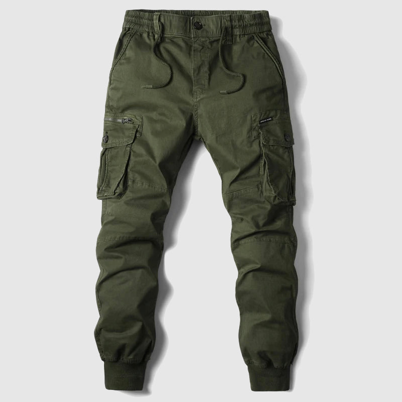 Aaron Pantalon Cargo Jogger Homme Kaki Avec Poches Utilitaires et Coupe Slim Taper pour Quotidien