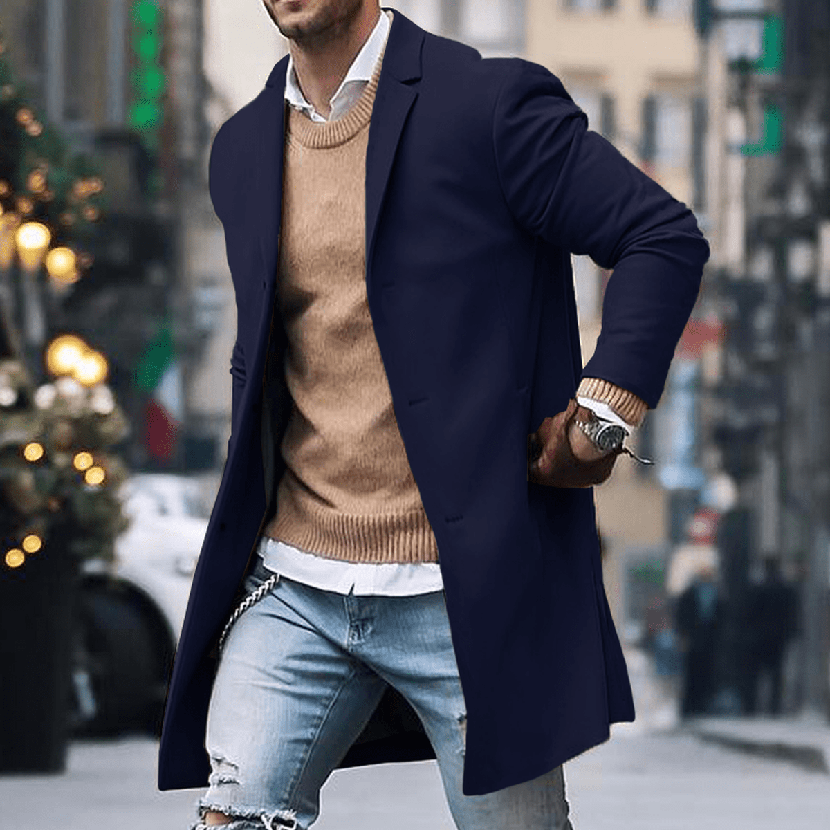 Manteau Long Classique Pour Homme Style Rue Amawinc Couture Intemporelle Pour Une Garde Robe Hivernale Moderne