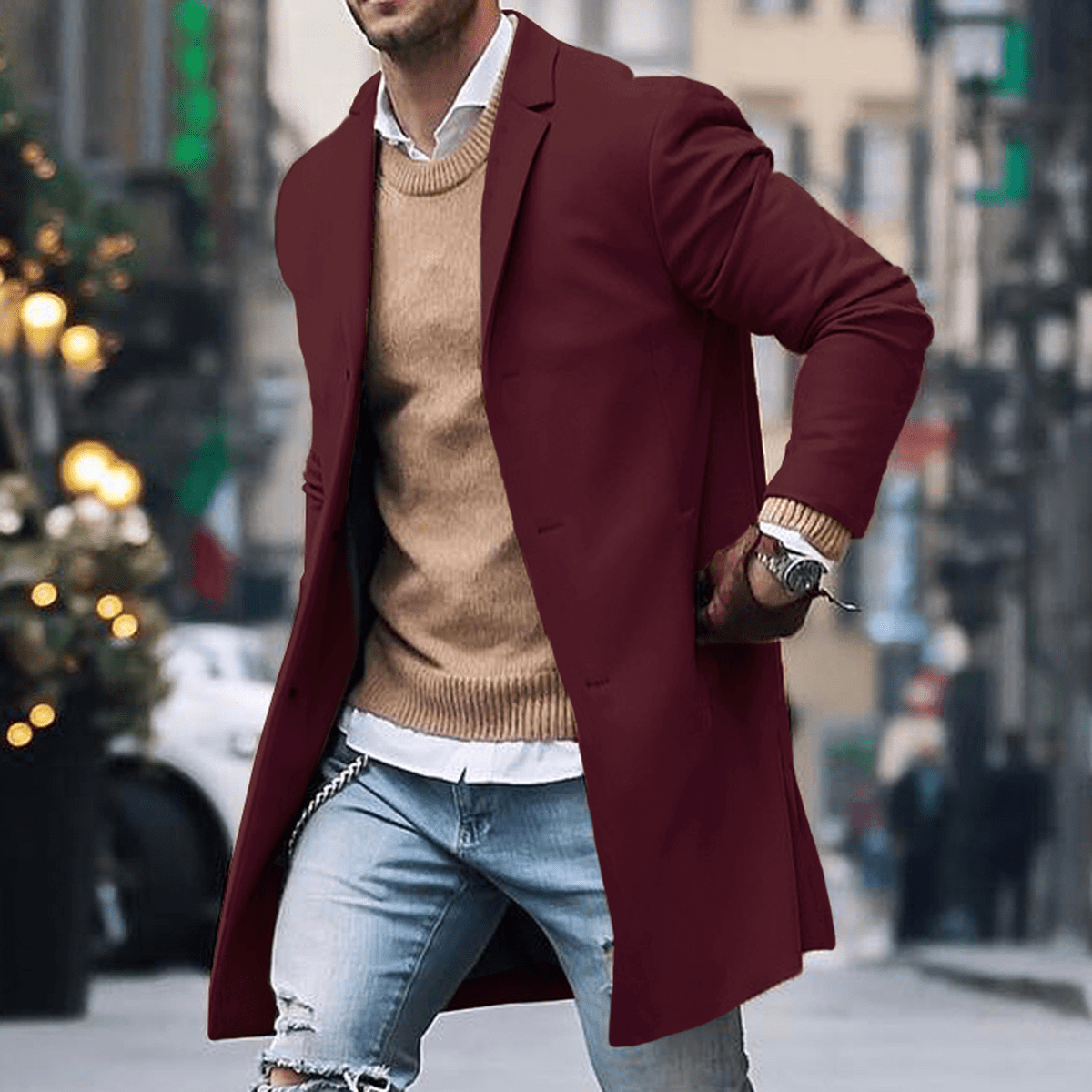 Manteau Long Classique Pour Homme Style Rue Amawinc Couture Intemporelle Pour Une Garde Robe Hivernale Moderne