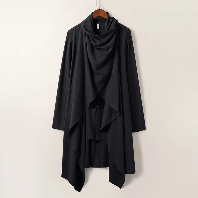 Cape En Lin Takumi Flow Inspirée Du Japon Avec Boutons Nœud Et Silhouette Fluide Respirante Élégante