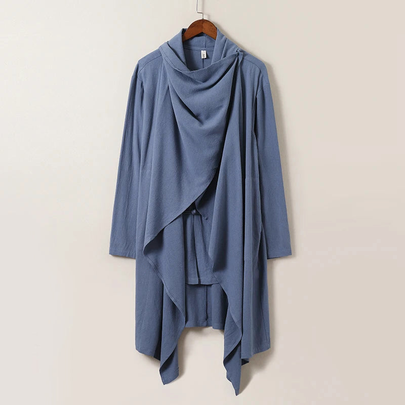 Cape En Lin Takumi Flow Inspirée Du Japon Avec Boutons Nœud Et Silhouette Fluide Respirante Élégante