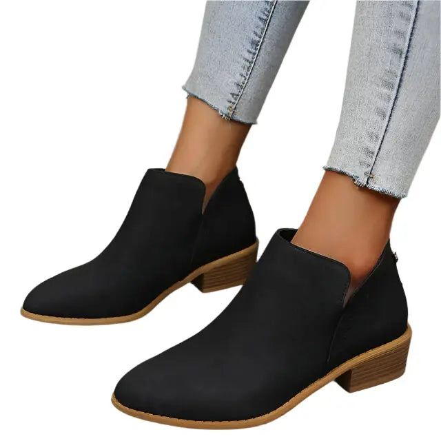 Bottes Femme Silhouette Fuselée Talon Bas Confortables Élégantes Amawinc Chaussures Quotidiennes