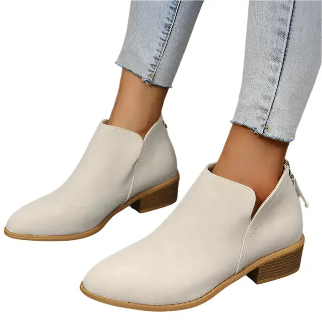 Bottes Femme Silhouette Fuselée Talon Bas Confortables Élégantes Amawinc Chaussures Quotidiennes