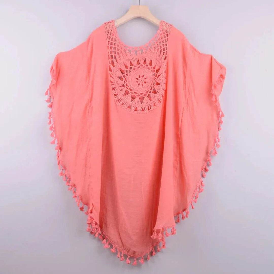 Veste De Plage En Crochet Avec Franges Et Tassel Bohème Kaftan Léger Respirant Confortable