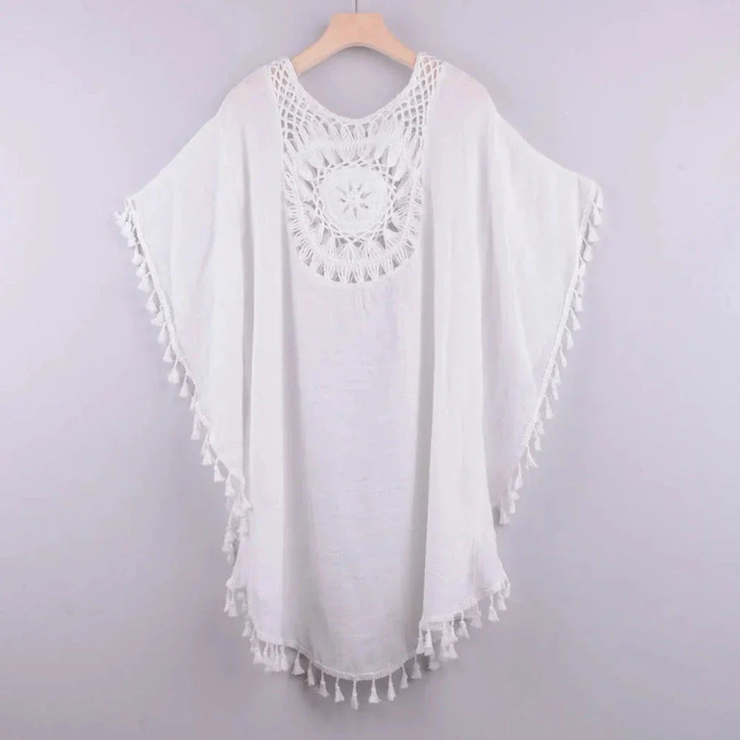 Veste De Plage En Crochet Avec Franges Et Tassel Bohème Kaftan Léger Respirant Confortable