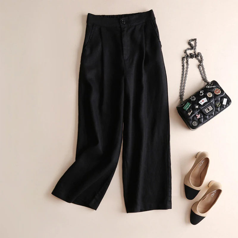Pantalon Tencel et Lin Premium À Coupe Décontractée Avec Poches Latérales Pour Un Style Sophistiqué Et Confortable